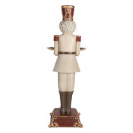 Clayre & Eef | Kerstdecoratie Notenkraker Grijs Rood 18x20x61 cm | 6PR5388