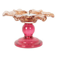 Clayre & Eef | Glazen Theelichthouder Oranje Roze ø 14x9 cm | 6GL5339