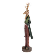 Clayre &amp; Eef   | Decoratie Hert Bruin Rood 9x9x37 cm | 6PR5408