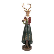 Clayre & Eef | Decoratie Hert Bruin Groen 9x8x37 cm | 6PR5409