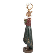 Clayre & Eef | Decoratie Hert Bruin Groen 9x8x37 cm | 6PR5409