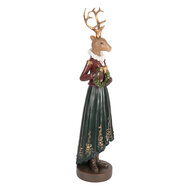 Clayre & Eef | Decoratie Hert Bruin Groen 9x8x37 cm | 6PR5409