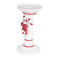 Clayre & Eef | Kandelaar Wit Rood ø 9x18 cm | 6PR5411