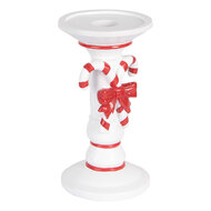 Clayre & Eef | Kandelaar Wit Rood ø 9x18 cm | 6PR5411
