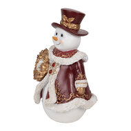 Clayre &amp; Eef   | Kerstdecoratie Sneeuwman Wit Rood 15x14x24 cm | 6PR5703