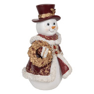 Clayre &amp; Eef   | Kerstdecoratie Sneeuwman Wit Rood 15x14x24 cm | 6PR5703