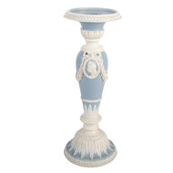 Clayre & Eef | Kandelaar Wit Blauw ø 10x27 cm | 6PR5801