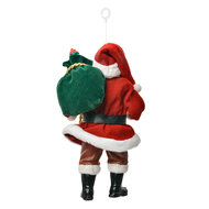 Clayre & Eef | Kerstdecoratie Hanger Kerstman Rood Wit 10x6x17 cm | 66246