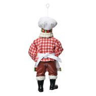 Clayre & Eef | Kerstdecoratie Hanger Kerstman Wit Rood 9x6x17 cm | 66249