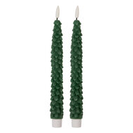 Clayre & Eef | Kaars met LED set van 2 Groen ø 3x25 cm / 2xAAA | 6CA0001DGR