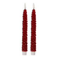 Clayre & Eef | Kaars met LED set van 2 Rood ø 3x25 cm / 2xAAA | 6CA0001R