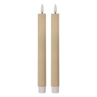 Clayre & Eef | Kaars met LED set van 2 Beige ø 2x25 cm / 2xAAA | 6CA0002BE