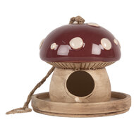 Clayre & Eef | Vogelhuis Beige Rood ø 13x13 cm | 6CE2319