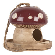 Clayre & Eef | Vogelhuis Beige Rood ø 13x13 cm | 6CE2319