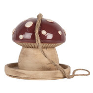 Clayre & Eef | Vogelhuis Beige Rood ø 13x13 cm | 6CE2319