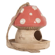 Clayre & Eef | Vogelhuis Beige Roze ø 13x13 cm | 6CE2320