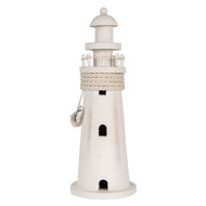 Clayre & Eef | Decoratie Vuurtoren Wit ø 10x30 cm | 6H2409