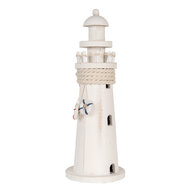 Clayre & Eef | Decoratie Vuurtoren Wit ø 10x30 cm | 6H2409