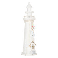 Clayre &amp; Eef   | Decoratie Vuurtoren Wit &oslash; 10x32 cm | 6H2413
