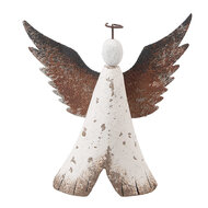 Clayre & Eef | Kerstdecoratie Engel Wit Bruin 14x4x15 cm | 6H2416M