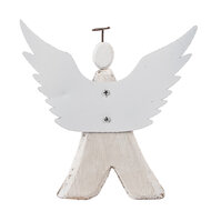 Clayre & Eef | Kerstdecoratie Engel Wit Bruin 14x4x15 cm | 6H2416M