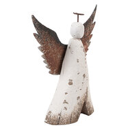 Clayre & Eef | Kerstdecoratie Engel Wit Bruin 14x4x15 cm | 6H2416M
