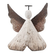 Clayre & Eef | Kerstdecoratie Engel Wit Bruin 8x3x9 cm | 6H2416S