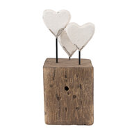Clayre & Eef | Decoratie Hartjes Wit Bruin 7x6x15 cm | 6H2418