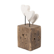 Clayre & Eef | Decoratie Hartjes Wit Bruin 7x6x15 cm | 6H2418