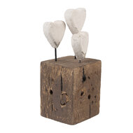 Clayre & Eef | Decoratie Hartjes Wit Bruin 7x6x15 cm | 6H2418