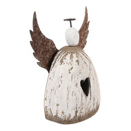 Clayre & Eef | Kerstdecoratie Engel Wit Bruin 13x5x14 cm | 6H2419M