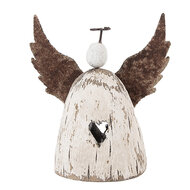 Clayre & Eef | Kerstdecoratie Engel Wit Bruin 11x5x11 cm | 6H2419S