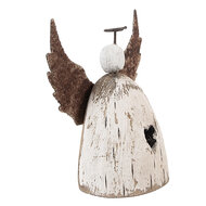 Clayre & Eef | Kerstdecoratie Engel Wit Bruin 11x5x11 cm | 6H2419S