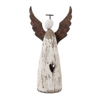 Clayre & Eef | Kerstdecoratie Engel Wit Bruin 9x4x18 cm | 6H2420M