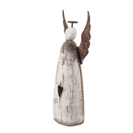 Clayre & Eef | Kerstdecoratie Engel Wit Bruin 9x4x18 cm | 6H2420M