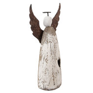 Clayre & Eef | Kerstdecoratie Engel Wit Bruin 9x4x18 cm | 6H2420M