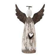 Clayre & Eef | Kerstdecoratie Engel Wit Bruin 7x3x12 cm | 6H2420S