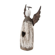Clayre & Eef | Kerstdecoratie Engel Wit Bruin 7x3x12 cm | 6H2420S
