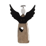Clayre & Eef | Kerstdecoratie Engel Wit Bruin 7x3x12 cm | 6H2420S