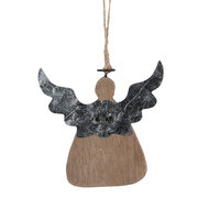 Clayre & Eef | Decoratie hanger Engel Bruin Wit 10x2x10 cm | 6H2428