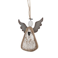Clayre &amp; Eef   | Decoratie hanger Engel Bruin Wit 9x2x13 cm | 6H2429