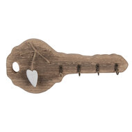 Clayre & Eef | Sleutelrekje Bruin Wit 30x4x14 cm | 6H2430