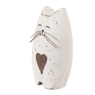 Clayre & Eef | Decoratie Kat Wit Bruin 8x6x14 cm | 6H2435L