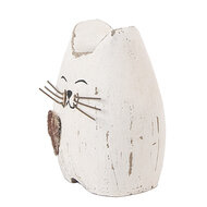 Clayre & Eef | Decoratie Kat Wit Bruin 6x4x7 cm | 6H2435S