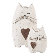 Clayre & Eef | Decoratie Kat Wit Bruin 6x4x7 cm | 6H2435S