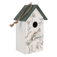 Clayre & Eef | Vogelhuis Wit Groen 15x10x22 cm | 6H2440