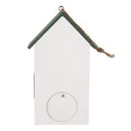 Clayre & Eef | Vogelhuis Wit Groen 15x10x22 cm | 6H2440
