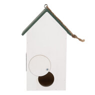 Clayre & Eef | Vogelhuis Wit Groen 15x10x22 cm | 6H2440