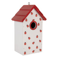 Clayre & Eef | Vogelhuis Wit Rood 15x10x22 cm | 6H2445