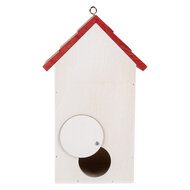 Clayre & Eef | Vogelhuis Wit Rood 15x10x22 cm | 6H2446